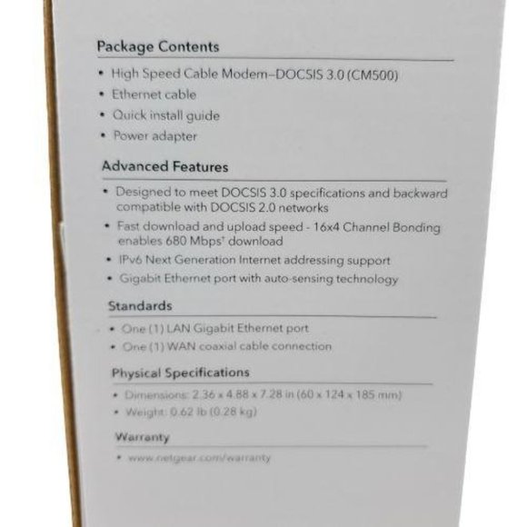 NETGEAR CM500-100NAS DOCSIS 3.0 High Speed M - Picture 4 of 11